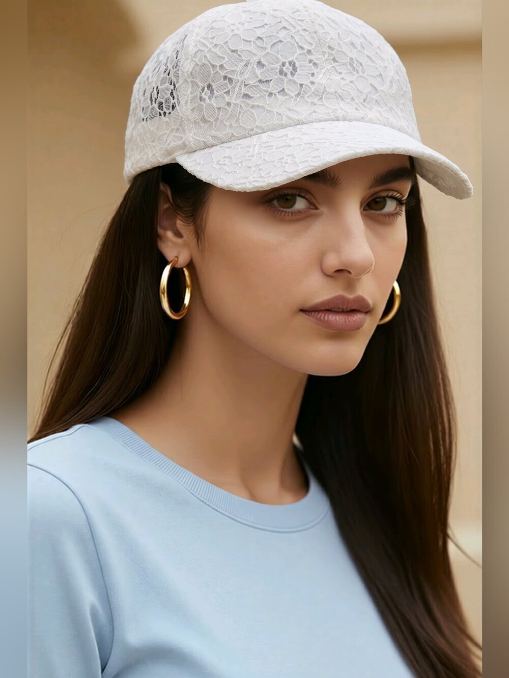 Lace Baseball Cap in White - Women’s Fashion Hat
